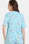 Zivame Venus Dreams Knit Poly Loungewear Top - Aruba Blue — thumbnail 4